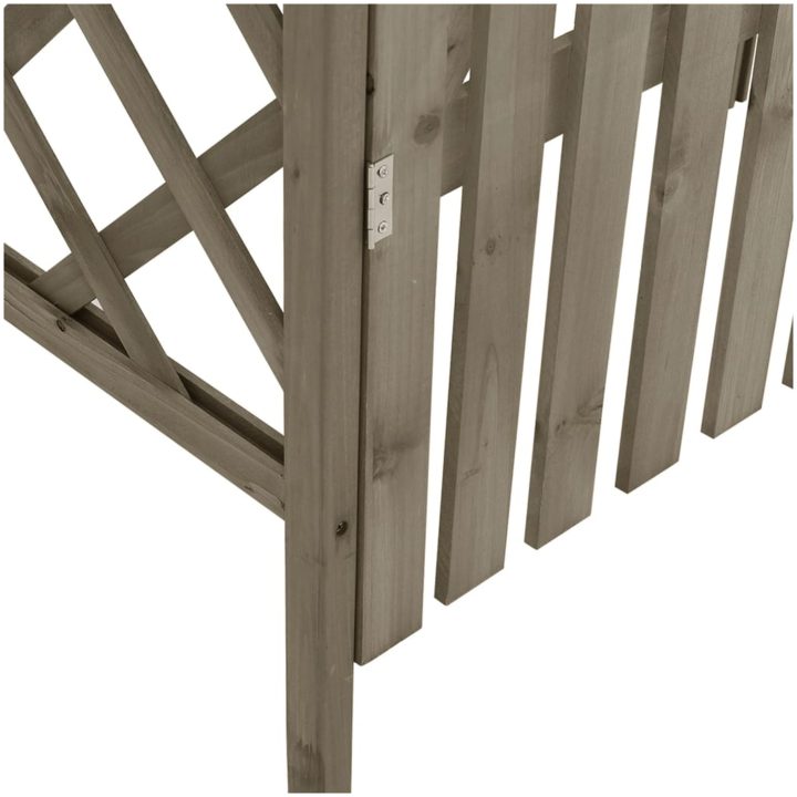 Pergola med grind 116x40x204 cm grå massivt granträ vidaXL – bild 5