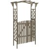 Pergola med grind 116x40x204 cm grå massivt granträ vidaXL – miniatyr 1