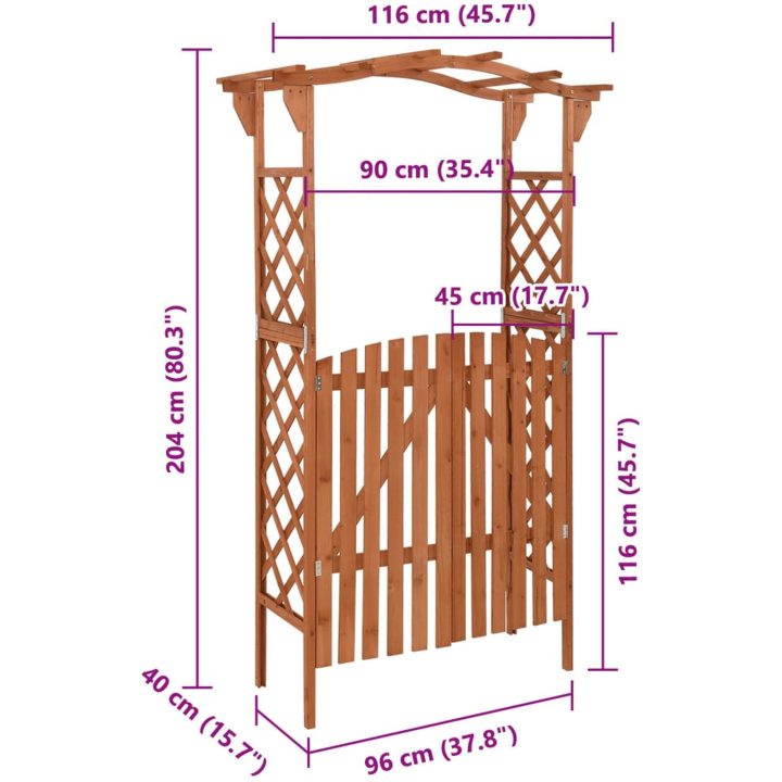 Pergola med grind 116x40x204 cm massivt granträ vidaXL – bild 6
