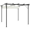 Pergola med indragbart tak gräddvit 3x3 m stål vidaXL – miniatyr 2