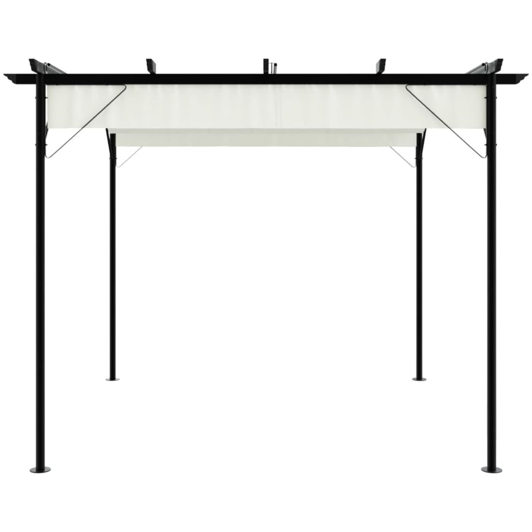 Pergola med indragbart tak gräddvit 3x3 m stål vidaXL – bild 3