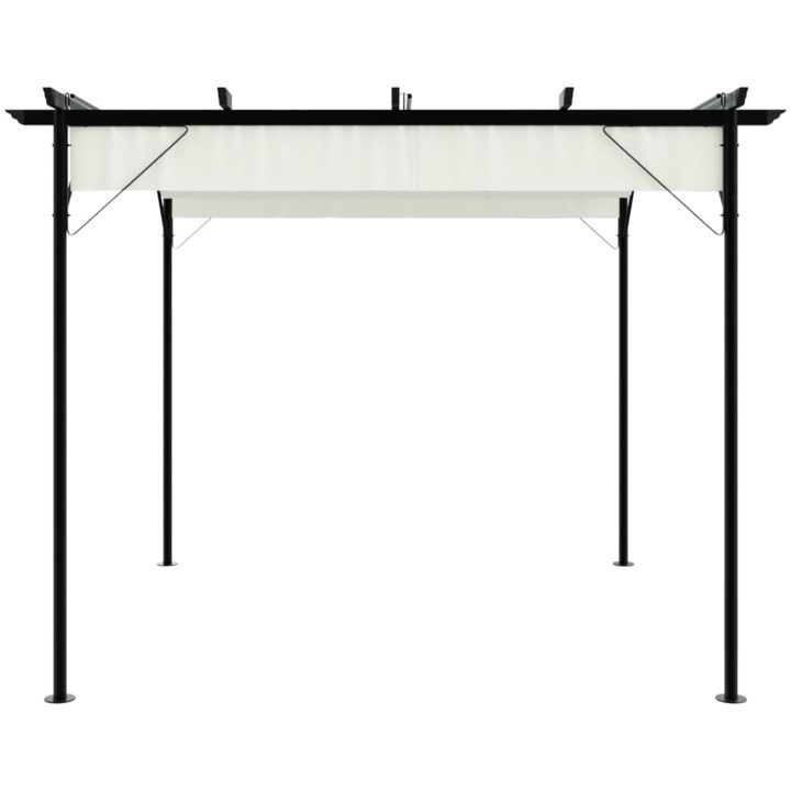 Pergola med indragbart tak gräddvit 3x3 m stål vidaXL – bild 3