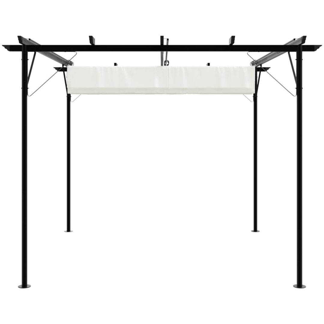 Pergola med indragbart tak gräddvit 3x3 m stål vidaXL – bild 4