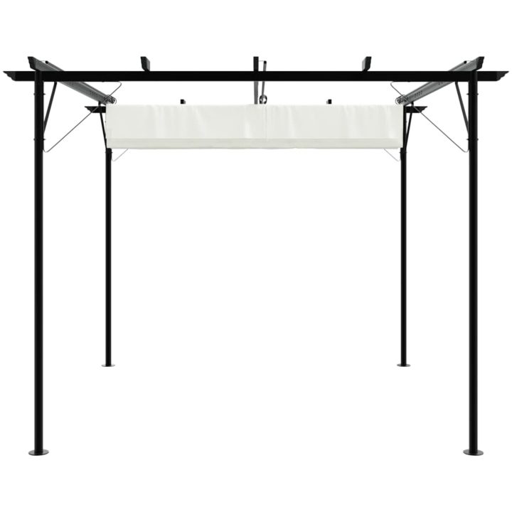 Pergola med indragbart tak gräddvit 3x3 m stål vidaXL – bild 4