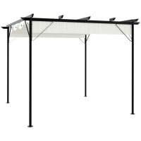Pergola med indragbart tak gräddvit 3x3 m stål vidaXL
