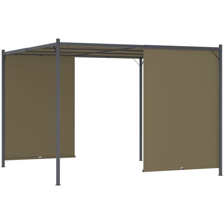 Pergola med infällbart tak 3x3 m taupe 180 g/m² vidaXL – bild 4