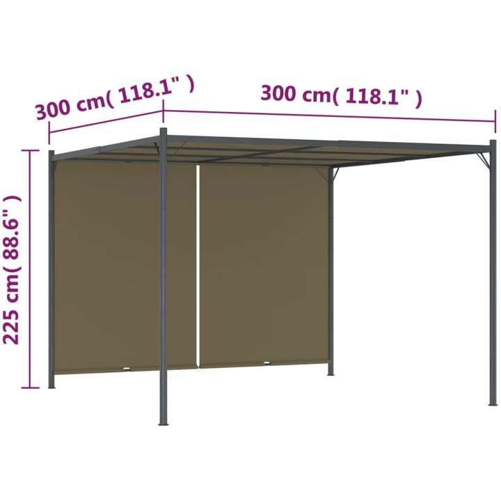 Pergola med infällbart tak 3x3 m taupe 180 g/m² vidaXL – bild 7