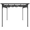 Pergola med infällbart tak antracit 3x3 m stål 180 g/m² vidaXL – miniatyr 2