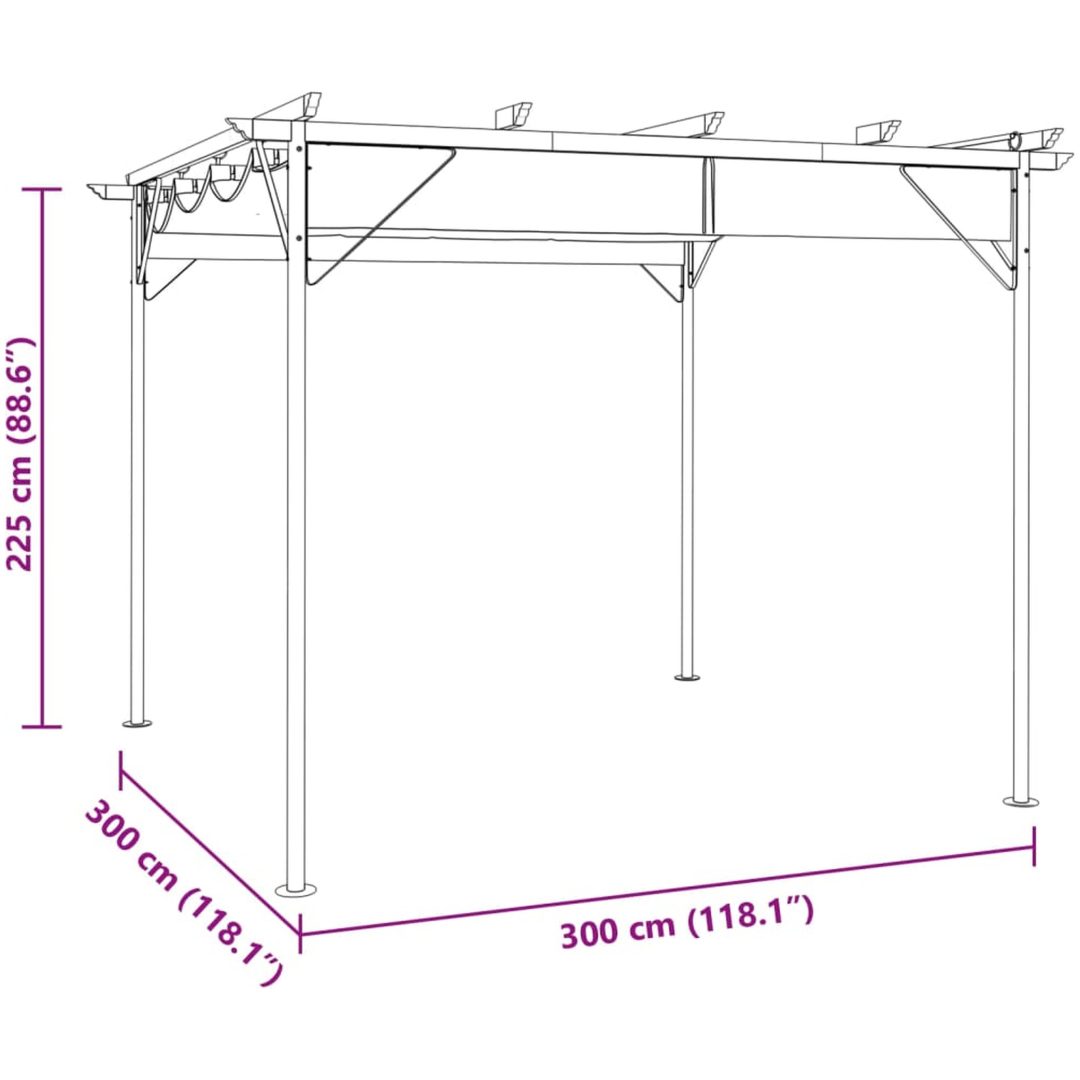 Pergola med infällbart tak antracit 3x3 m stål 180 g/m² vidaXL – bild 6