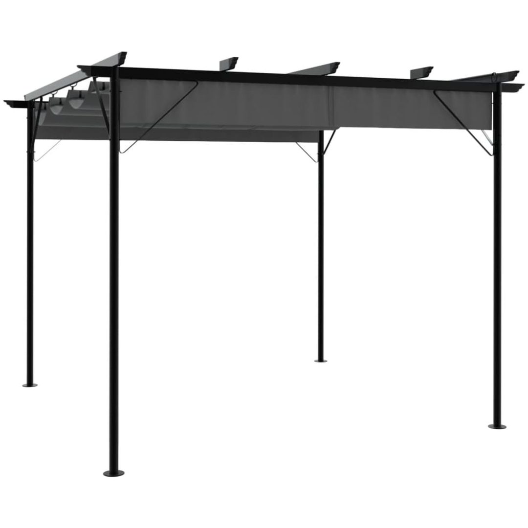 Pergola med infällbart tak antracit 3x3 m stål 180 g/m² vidaXL