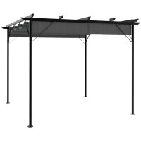 Pergola med infällbart tak antracit 3x3 m stål 180 g/m² vidaXL