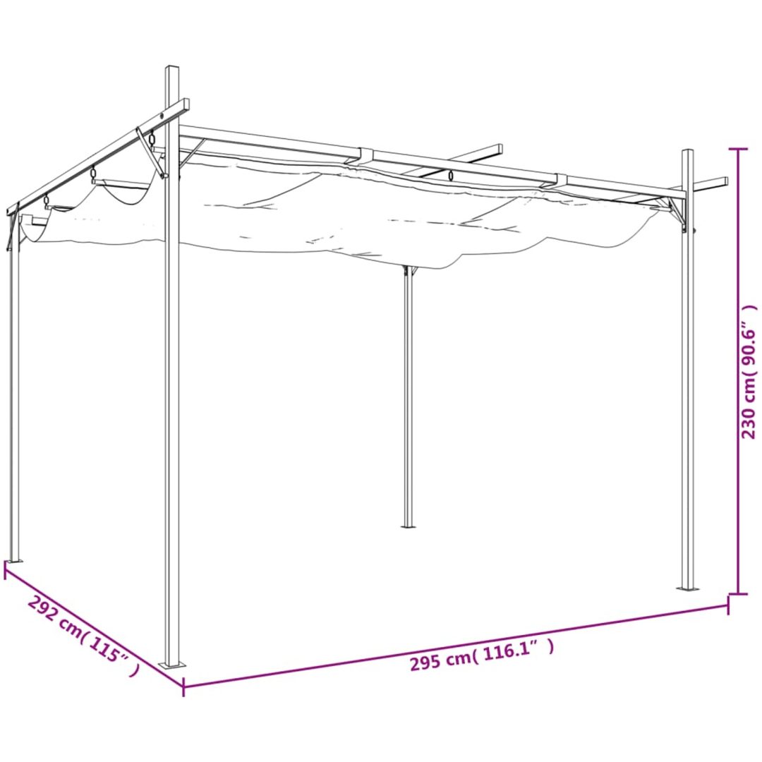 Pergola med infällbart tak antracit vidaXL 295 x 292 x 230 cm – bild 8