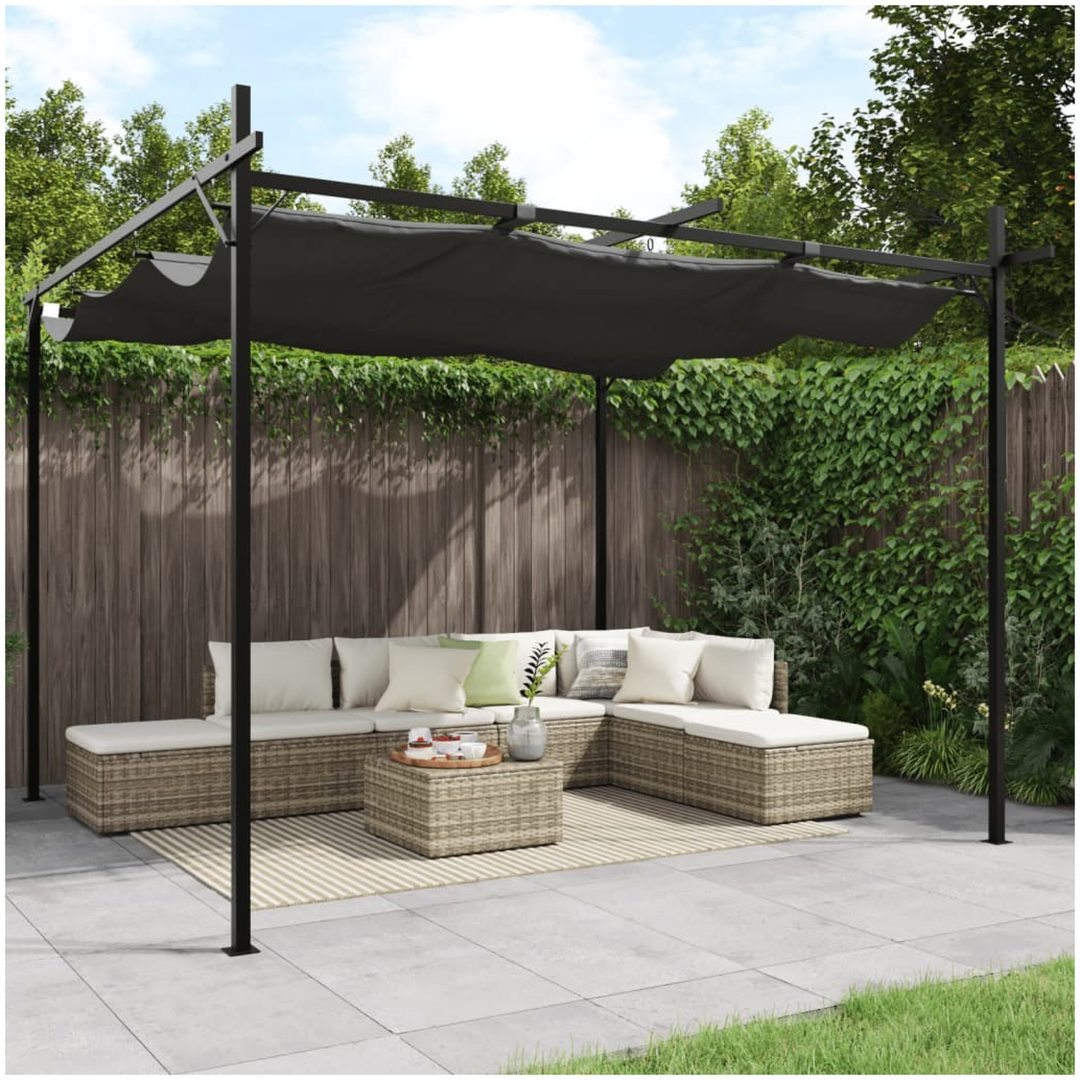 Pergola med infällbart tak antracit vidaXL 295 x 292 x 230 cm