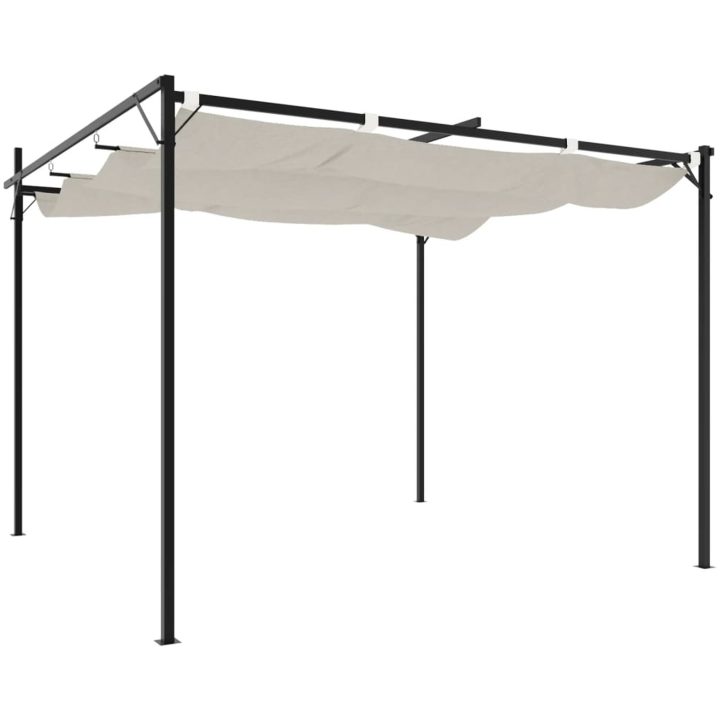 Pergola med infällbart tak gräddvit vidaXL 295 x 292 x 230 cm – bild 5
