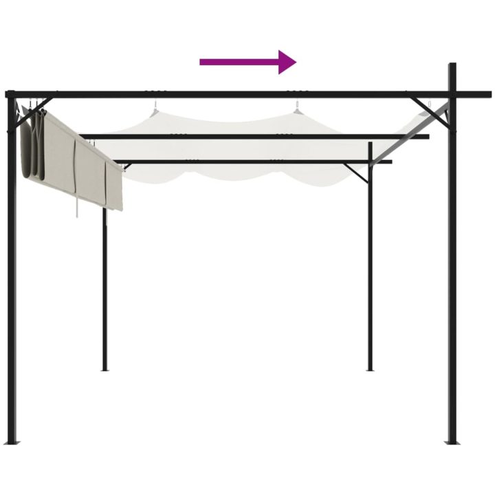 Pergola med infällbart tak gräddvit vidaXL 295 x 292 x 230 cm – bild 6