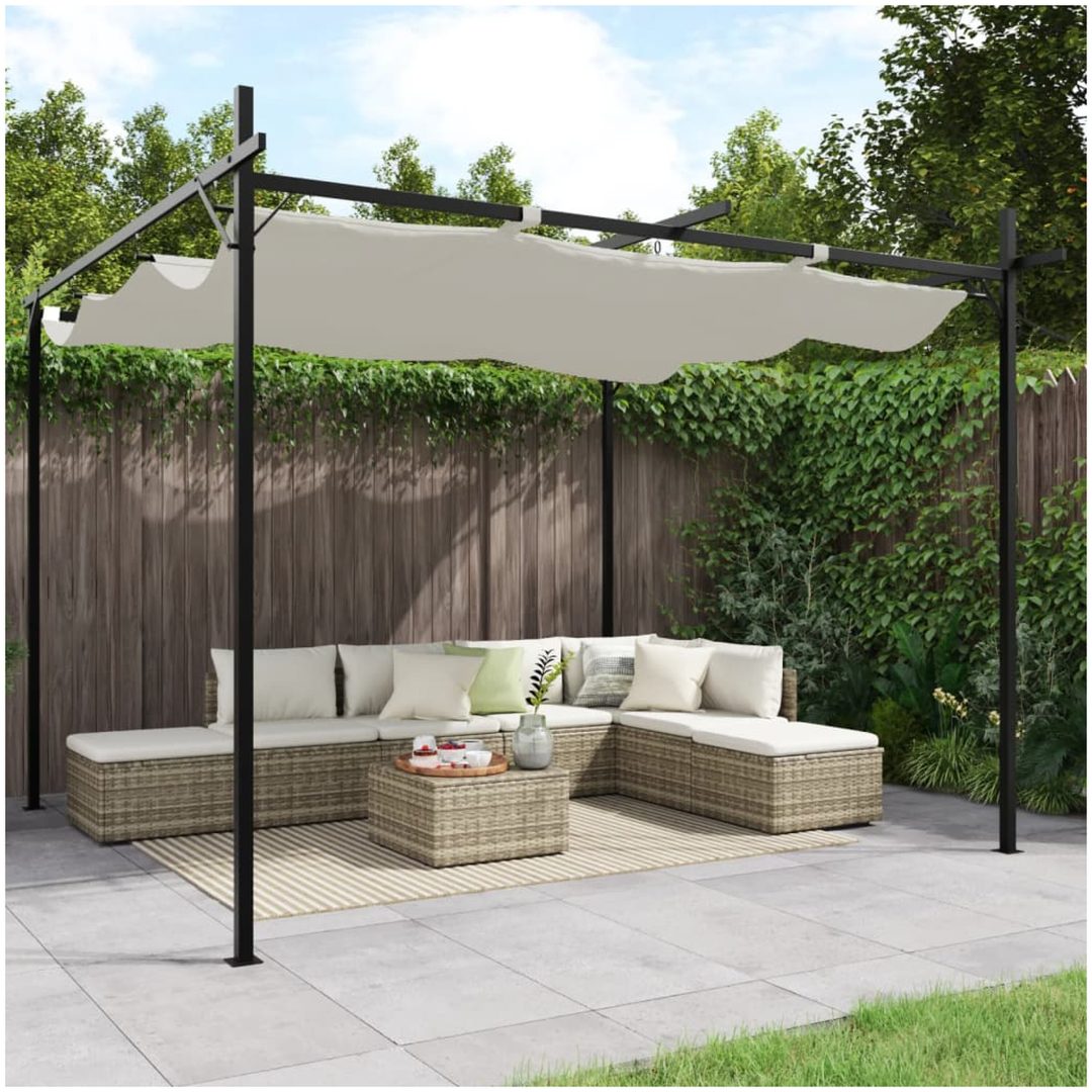 Pergola med infällbart tak gräddvit vidaXL 295 x 292 x 230 cm