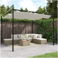 Pergola med infällbart tak gräddvit vidaXL