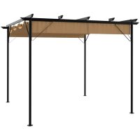 Pergola med infällbart tak taupe 3x3 m stål 180 g/m² vidaXL