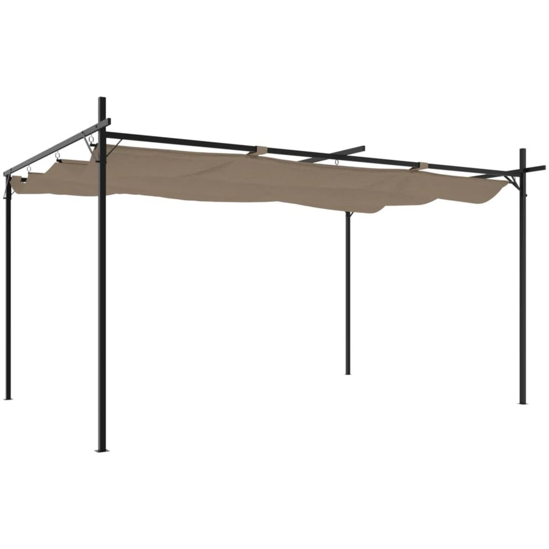 Pergola med infällbart tak taupe vidaXL 395 x 292 x 230 cm – bild 2