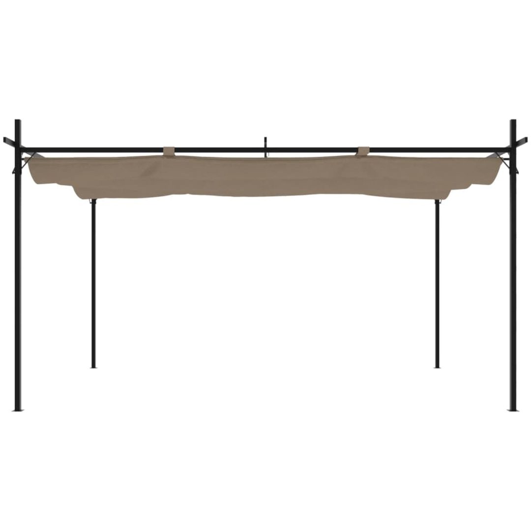 Pergola med infällbart tak taupe vidaXL 395 x 292 x 230 cm – bild 3