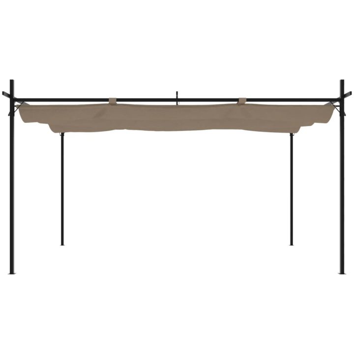 Pergola med infällbart tak taupe vidaXL 395 x 292 x 230 cm – bild 3