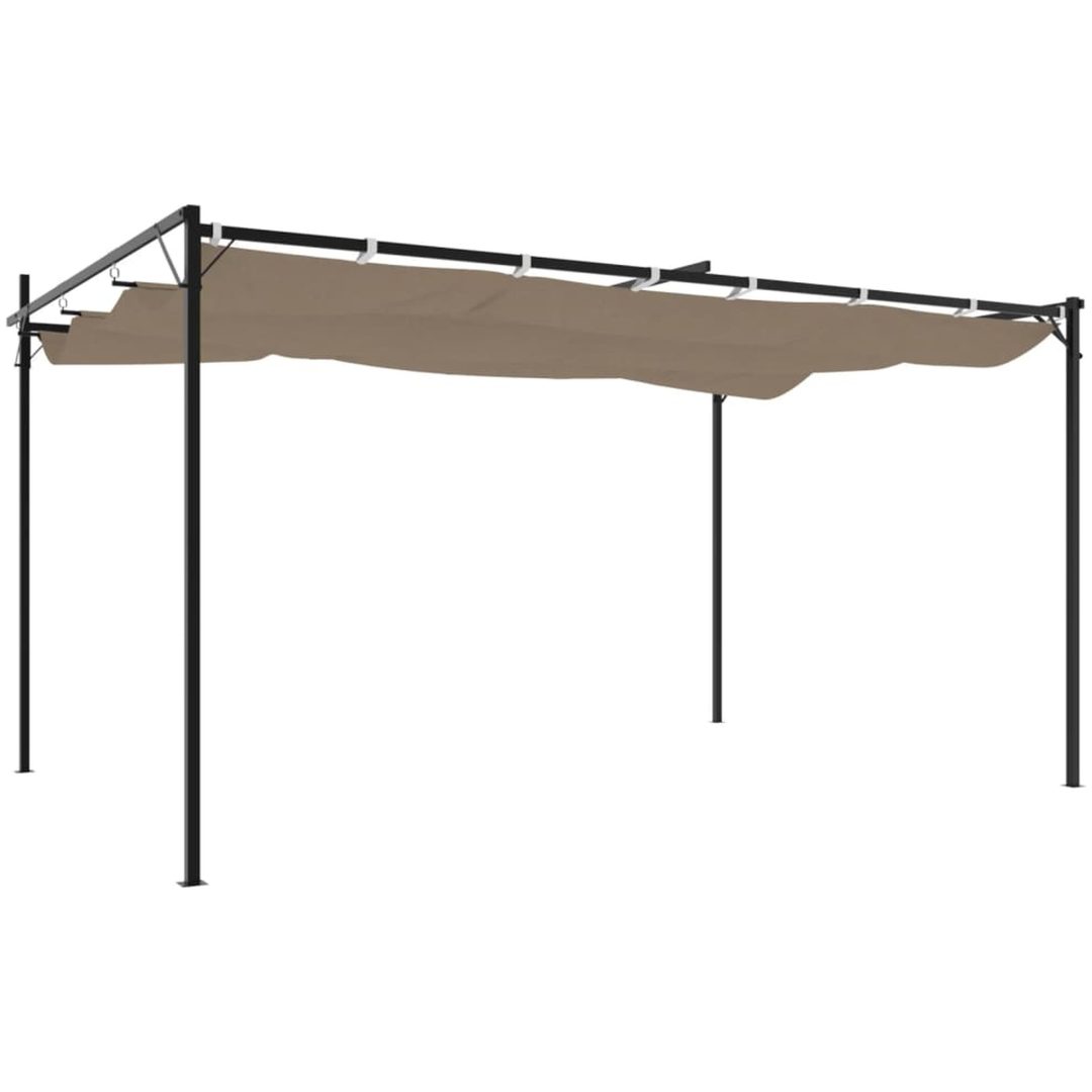 Pergola med infällbart tak taupe vidaXL 395 x 292 x 230 cm – bild 5