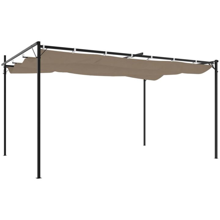 Pergola med infällbart tak taupe vidaXL 395 x 292 x 230 cm – bild 5