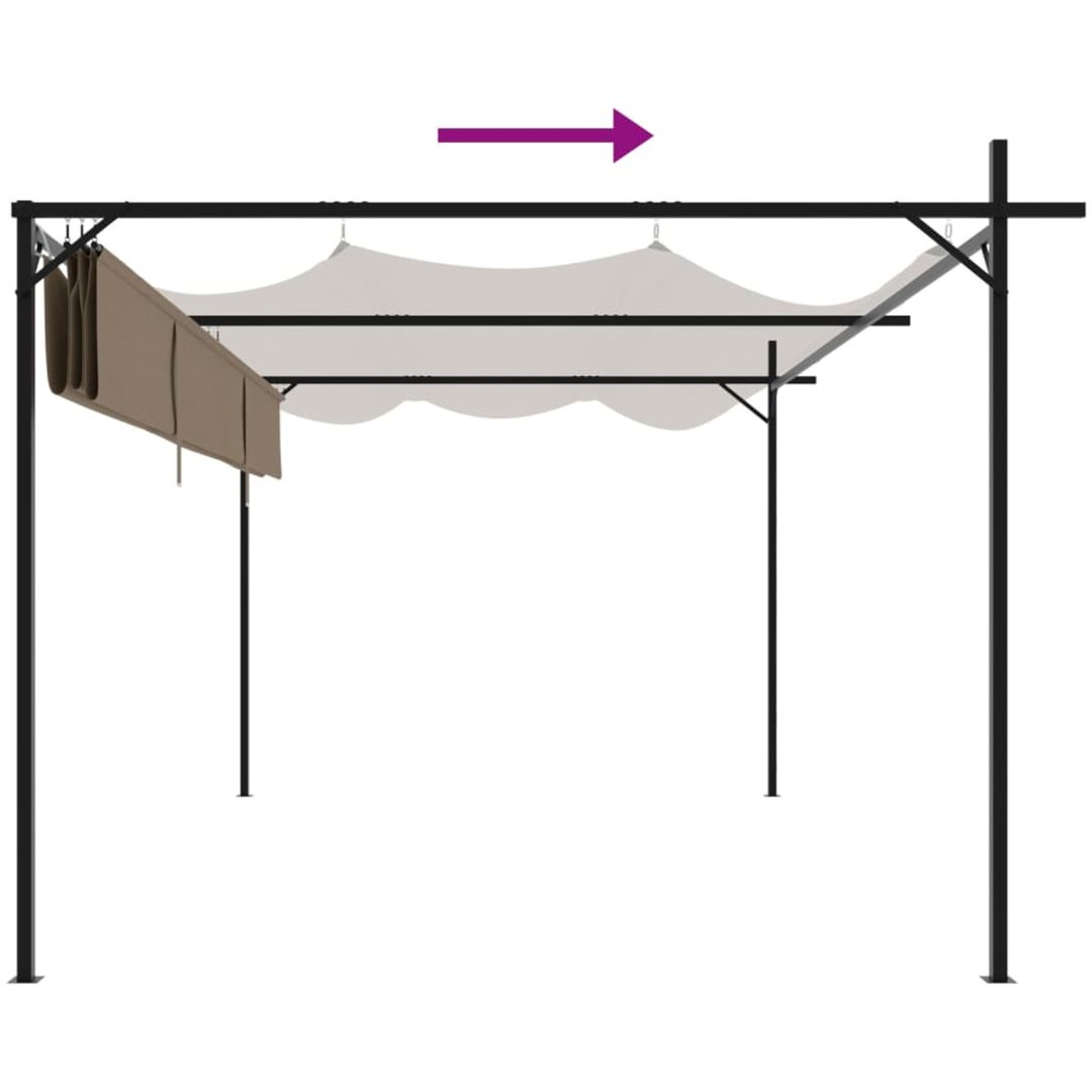 Pergola med infällbart tak taupe vidaXL 395 x 292 x 230 cm – bild 6