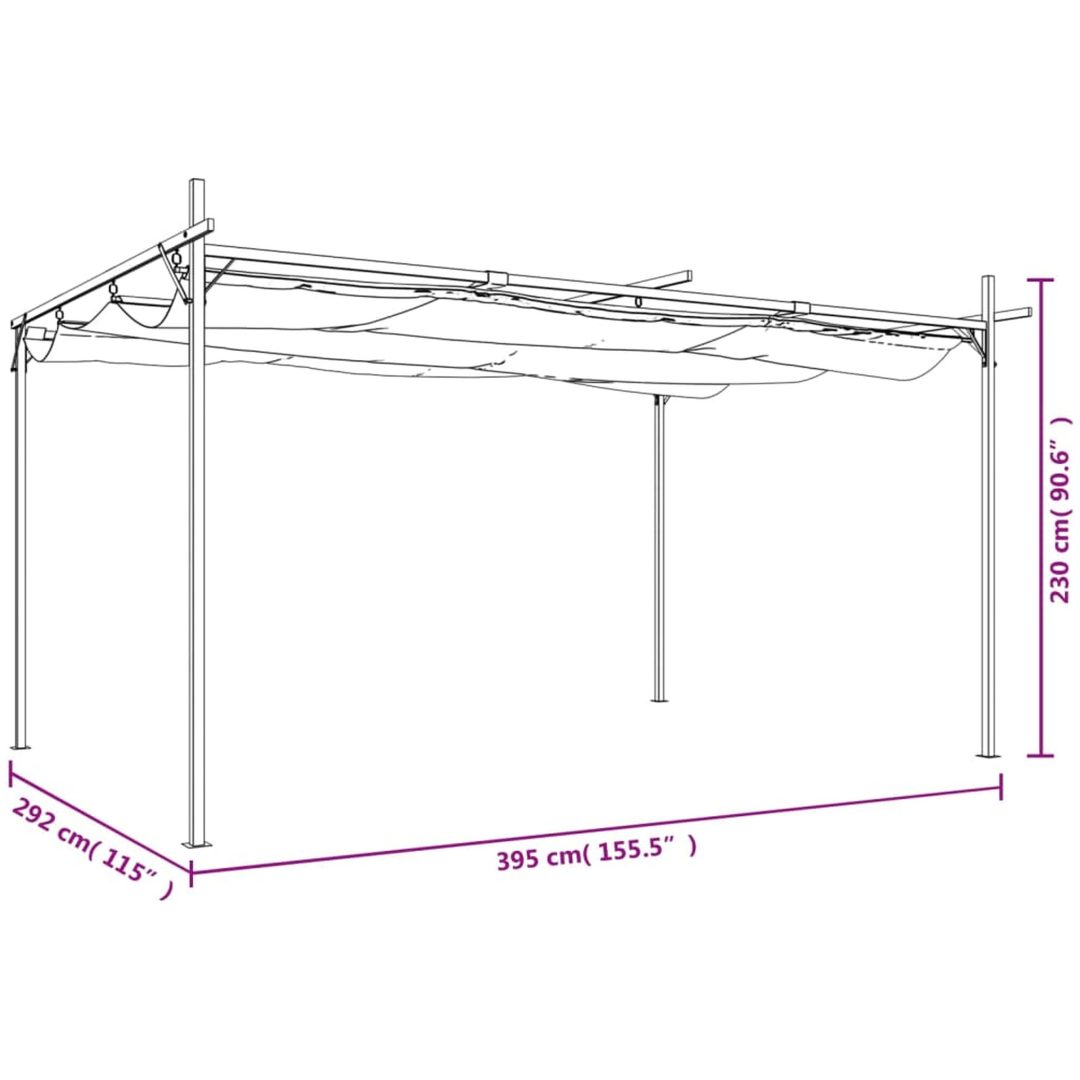 Pergola med infällbart tak taupe vidaXL 395 x 292 x 230 cm – bild 8