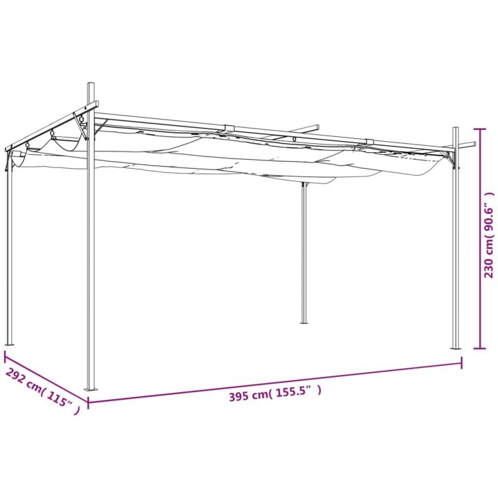 Pergola med infällbart tak taupe vidaXL 395 x 292 x 230 cm – bild 8