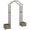 Pergola med odlingslåda grå massivt granträ vidaXL – miniatyr 2