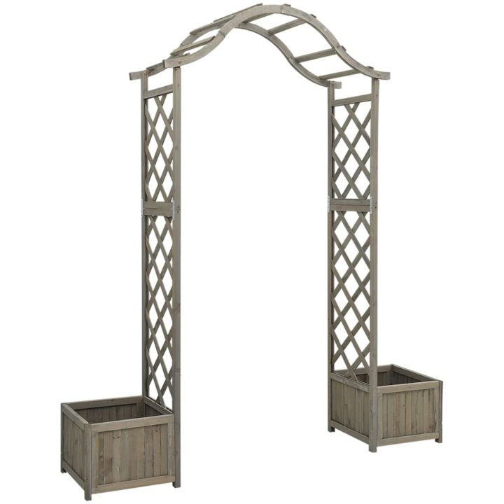 Pergola med odlingslåda grå massivt granträ vidaXL – bild 2