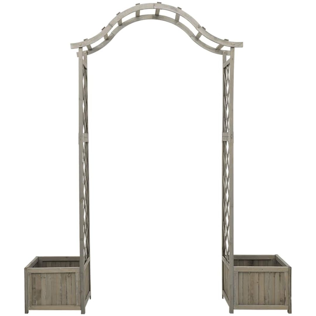 Pergola med odlingslåda grå massivt granträ vidaXL – bild 4