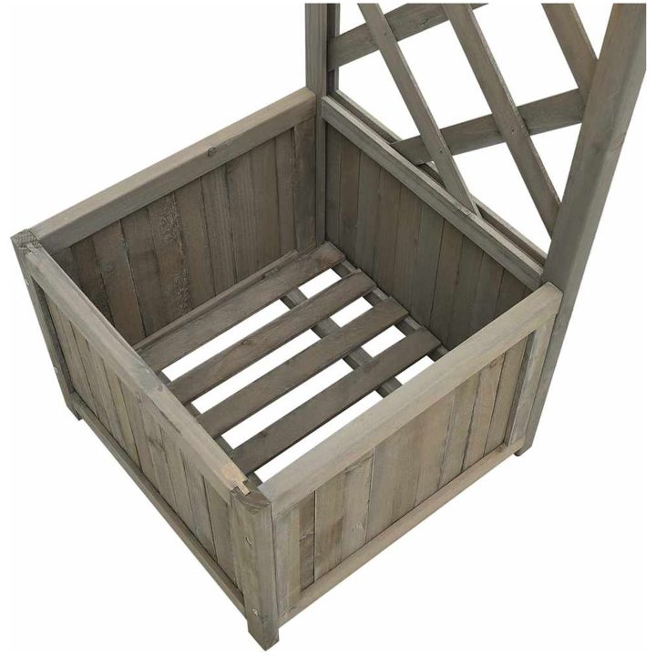 Pergola med odlingslåda grå massivt granträ vidaXL – bild 6