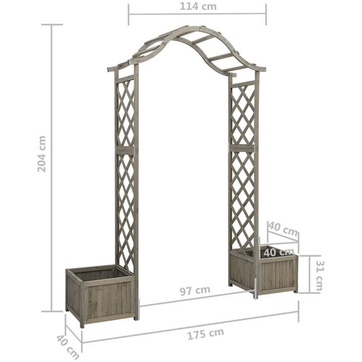 Pergola med odlingslåda grå massivt granträ vidaXL – bild 7