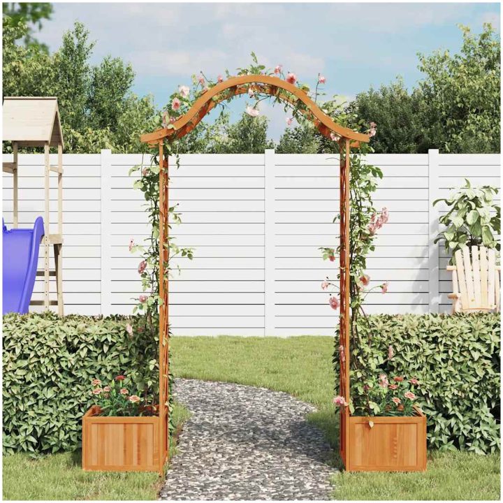 Pergola med odlingslåda massivt granträ vidaXL – bild 3