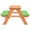 Picknickbord för barn med bänkar 89x79x50 cm massivt granträ vidaXL – miniatyr 2
