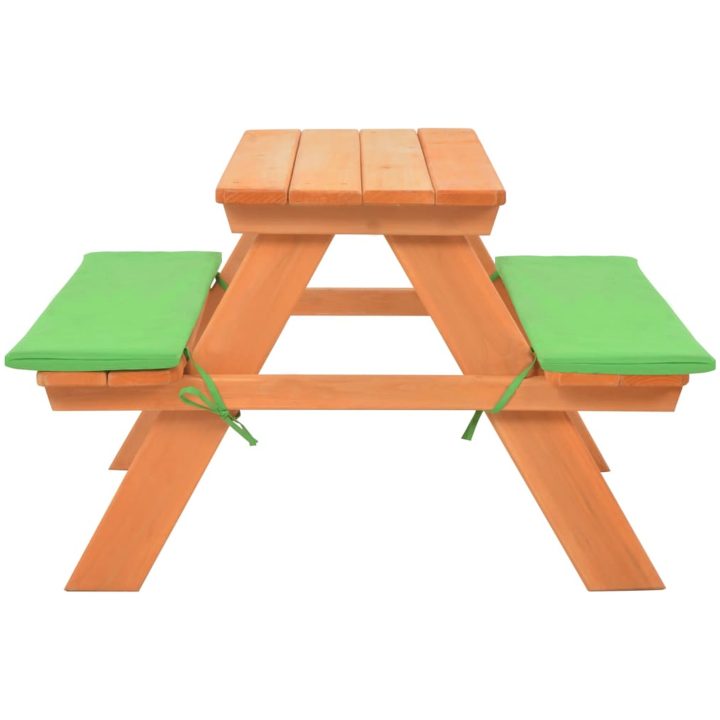 Picknickbord för barn med bänkar 89x79x50 cm massivt granträ vidaXL – bild 2