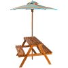 Picknickbord för barn med parasoll 79x90x60cm massiv akacia vidaXL – miniatyr 2