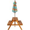 Picknickbord för barn med parasoll 79x90x60cm massiv akacia vidaXL – miniatyr 3