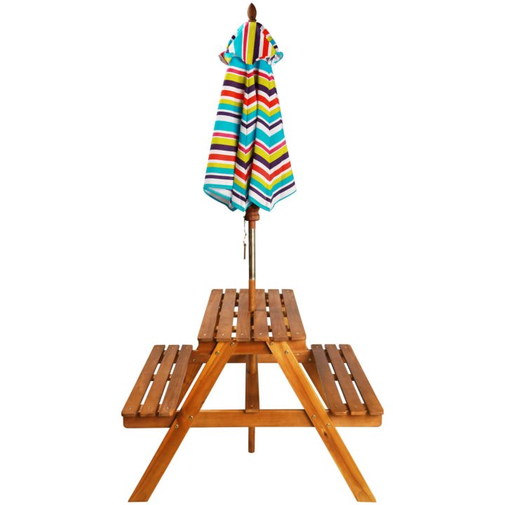 Picknickbord för barn med parasoll 79x90x60cm massiv akacia vidaXL – bild 3