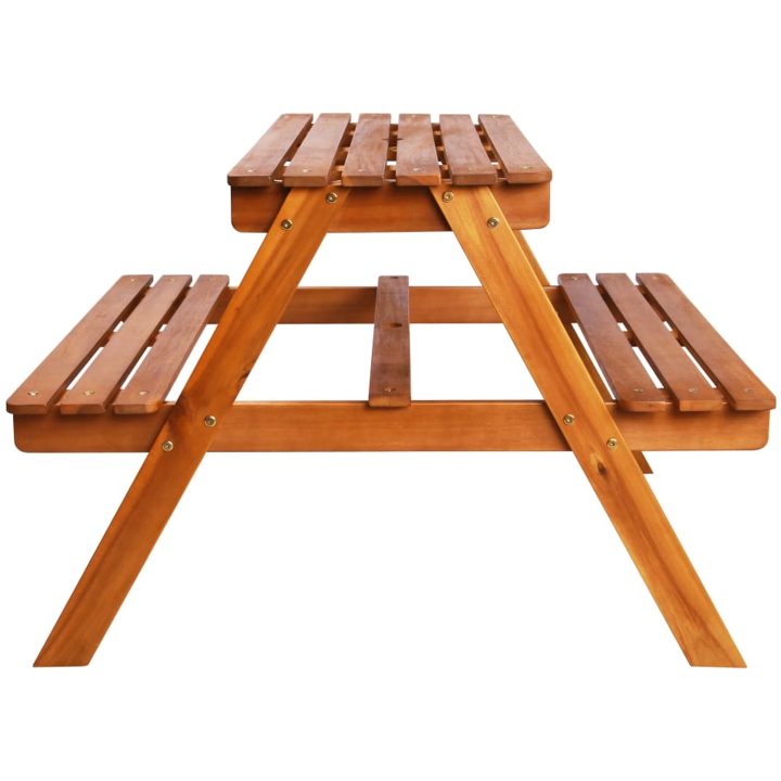 Picknickbord för barn med parasoll 79x90x60cm massiv akacia vidaXL – bild 5