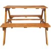 Picknickbord för barn med parasoll 79x90x60cm massiv akacia vidaXL – miniatyr 6
