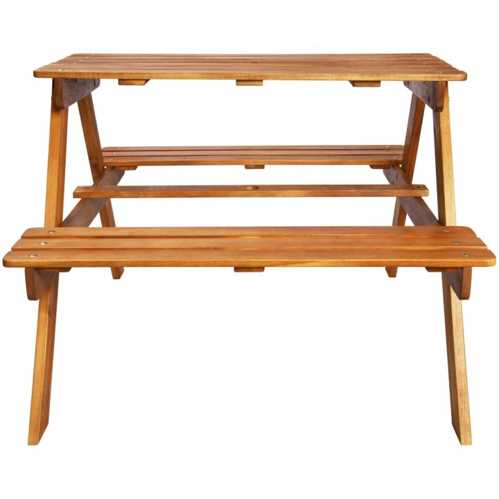 Picknickbord för barn med parasoll 79x90x60cm massiv akacia vidaXL – bild 6
