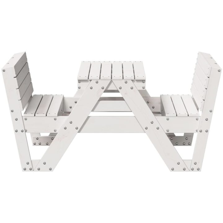 Picknickbord för barn vit 88x122x58 cm massiv furu vidaXL – bild 5