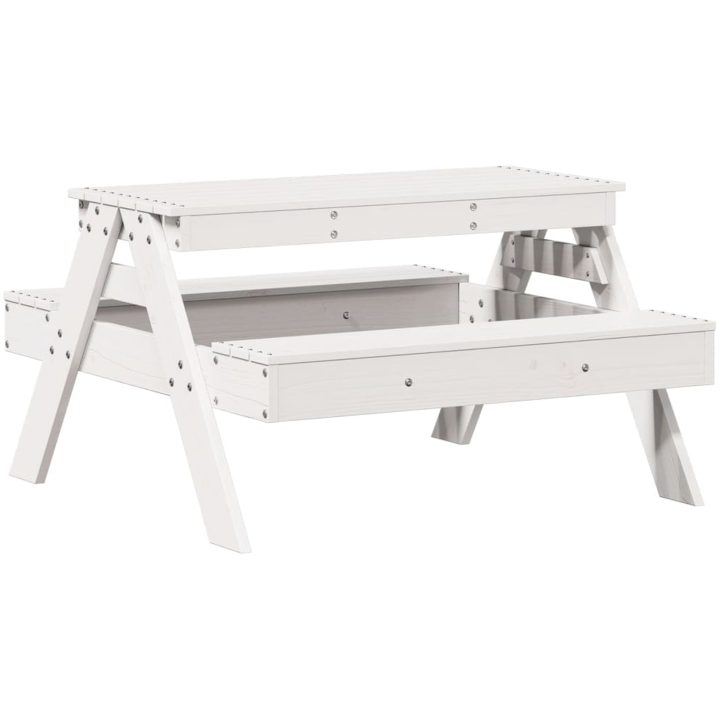 Picknickbord för barn vit 88x97x52 cm massiv furu vidaXL – bild 2