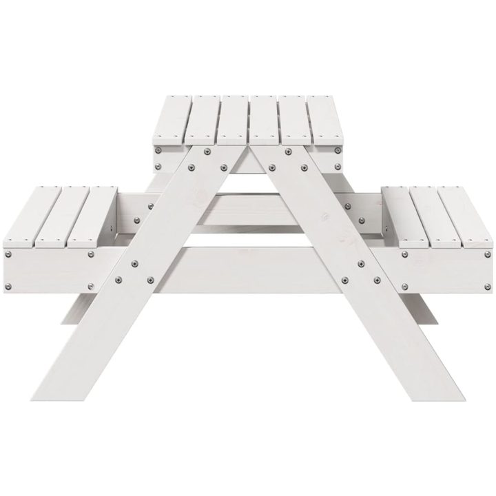 Picknickbord för barn vit 88x97x52 cm massiv furu vidaXL – bild 5