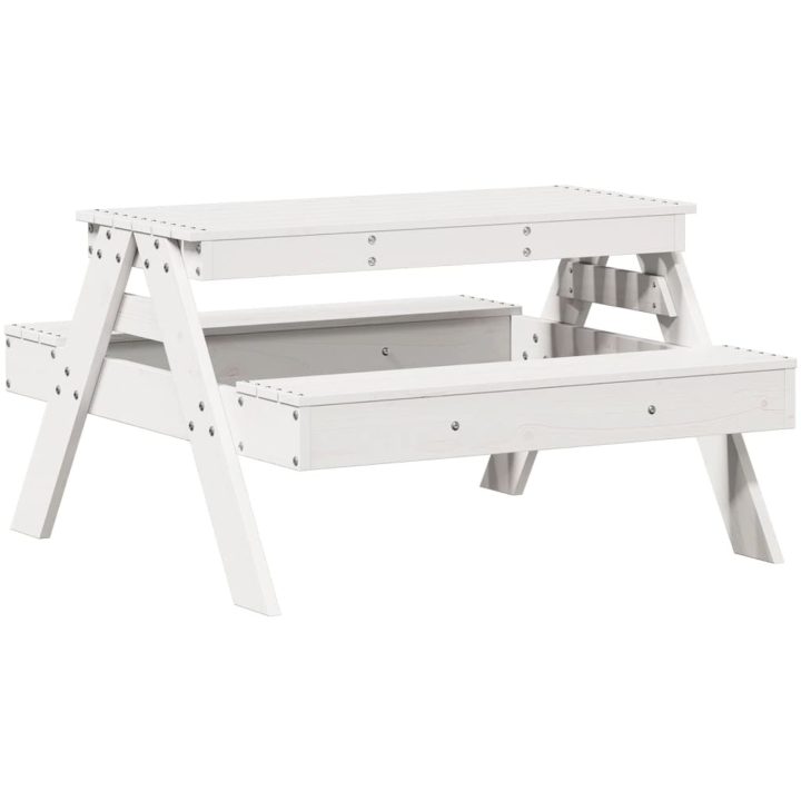 Picknickbord för barn vit 88x97x52 cm massiv furu vidaXL – bild 6