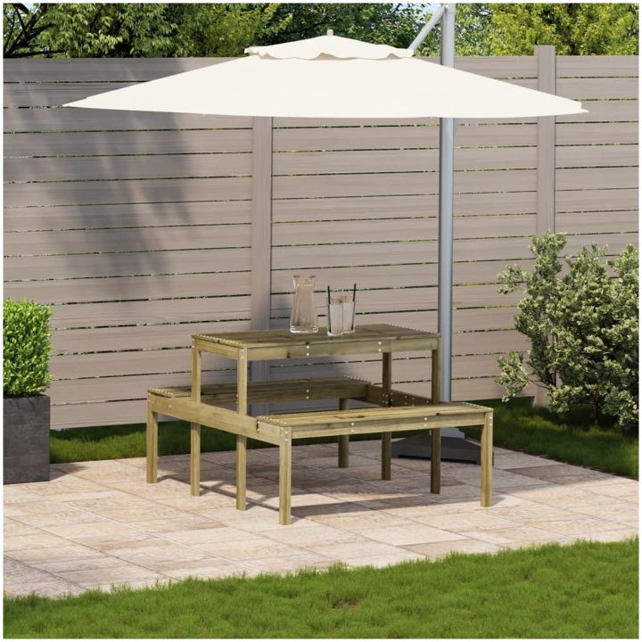 Picknickbord impregnerad furu vidaXL 110 x 134 x 75cm – bild 3