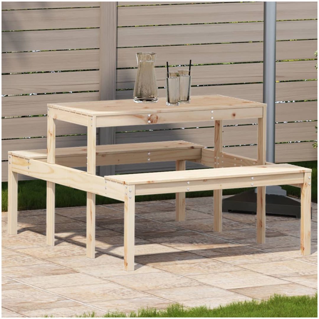 Picknickbord massivt trä vidaXL 110 x 134 x 75cm
